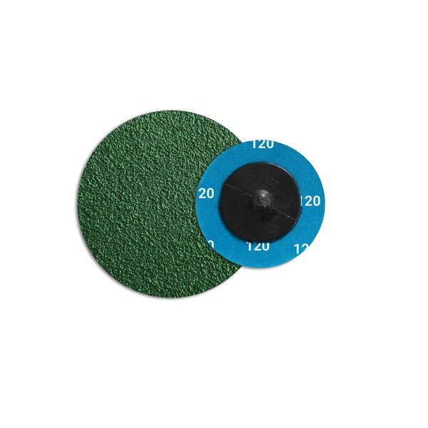 Continental Abrasives 2" 120 Grit Green Zirconia with Grinding Aid  Cloth Reinforced Quick Change Style Disc Q-ZG2120
